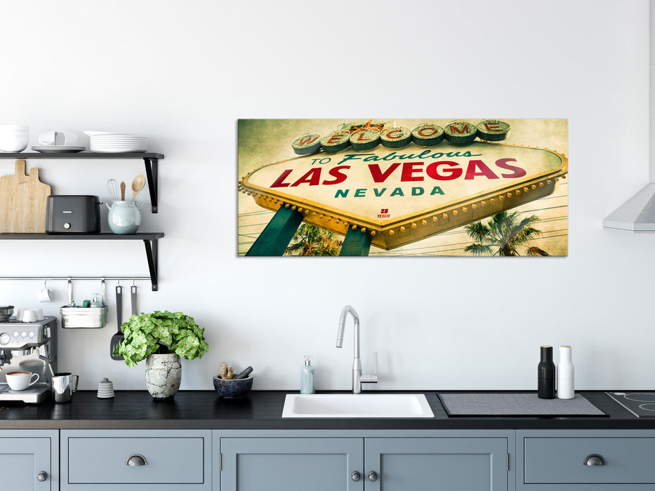 Las Vegas Ortsschild, Glasbild Panorama