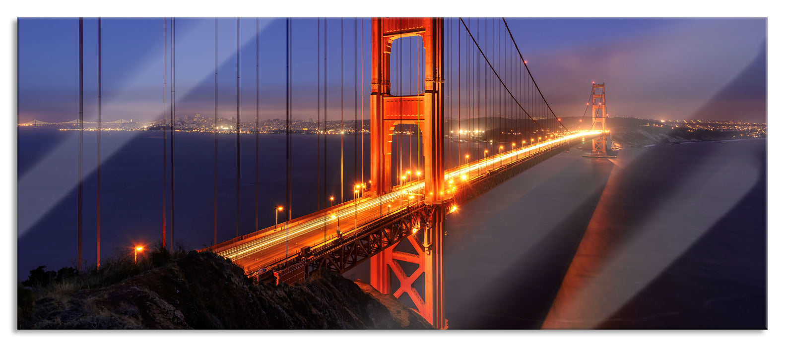 Pixxprint Golden Gate Bridge San Francisco, Glasbild Panorama