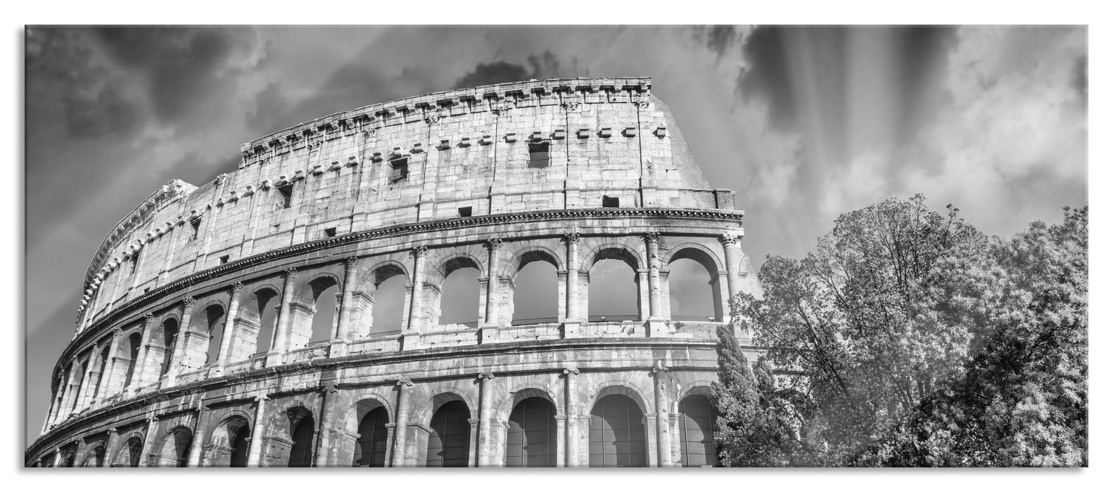 Pixxprint klassisches Colloseum in Rom, Glasbild Panorama