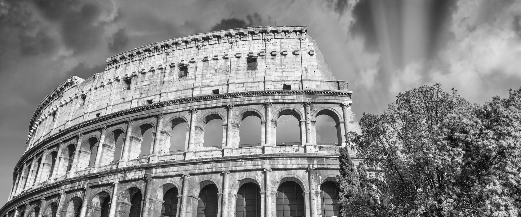 klassisches Colloseum in Rom, Glasbild Panorama