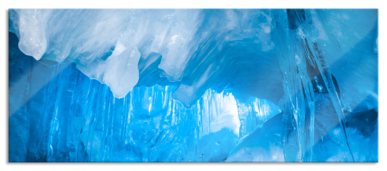 Pixxprint Prächtige Eishöhle, Glasbild Panorama