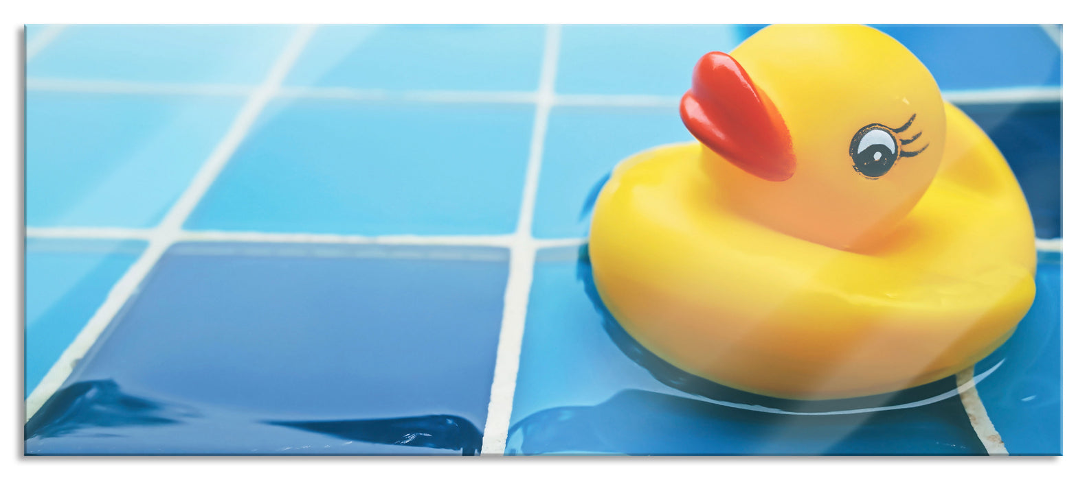 Pixxprint Quietsche Ente im Bad, Glasbild Panorama