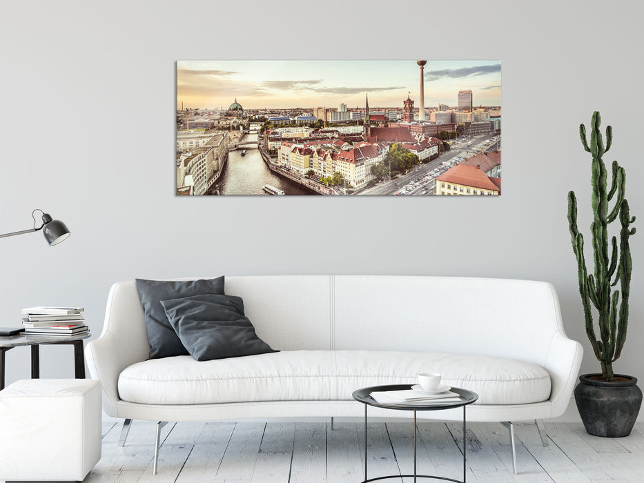 Skyline von Berlin, Glasbild Panorama