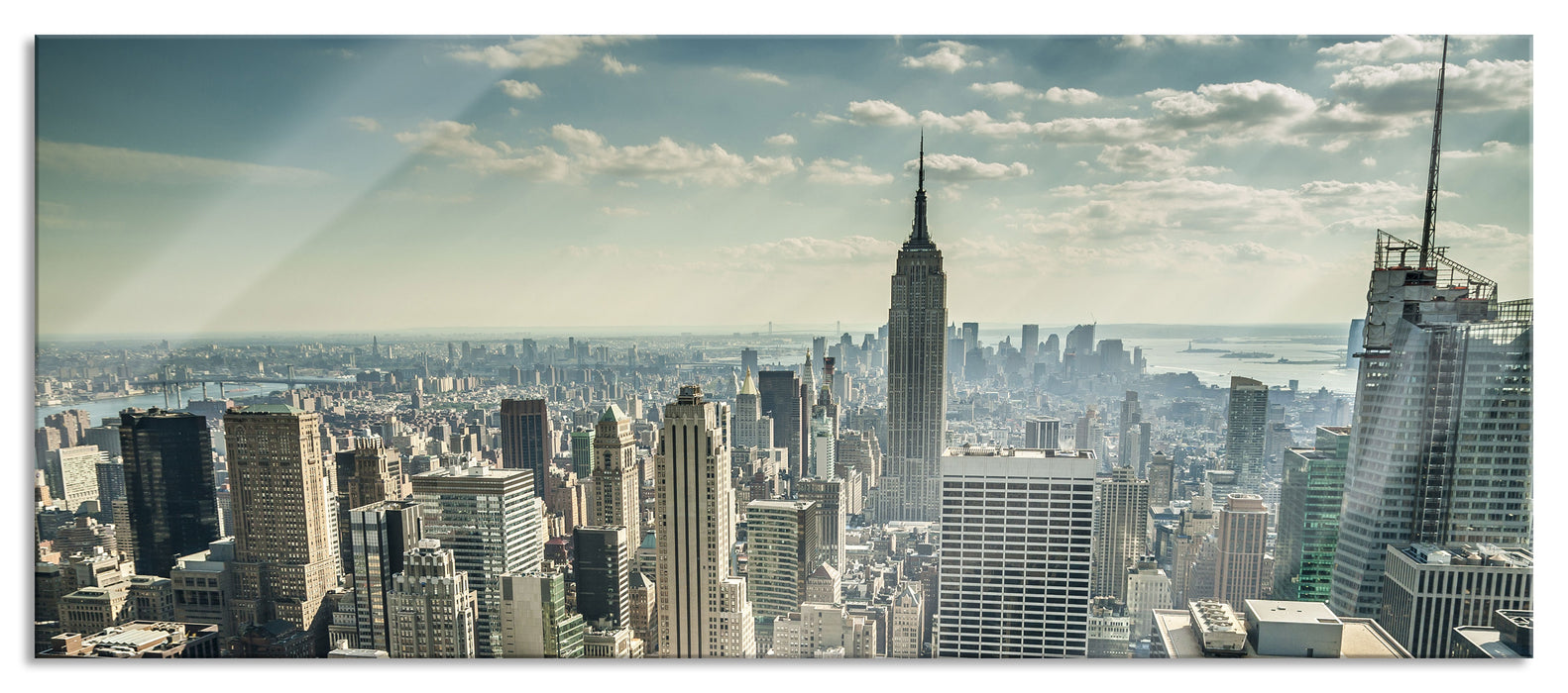 Pixxprint New York bei Tag, Glasbild Panorama