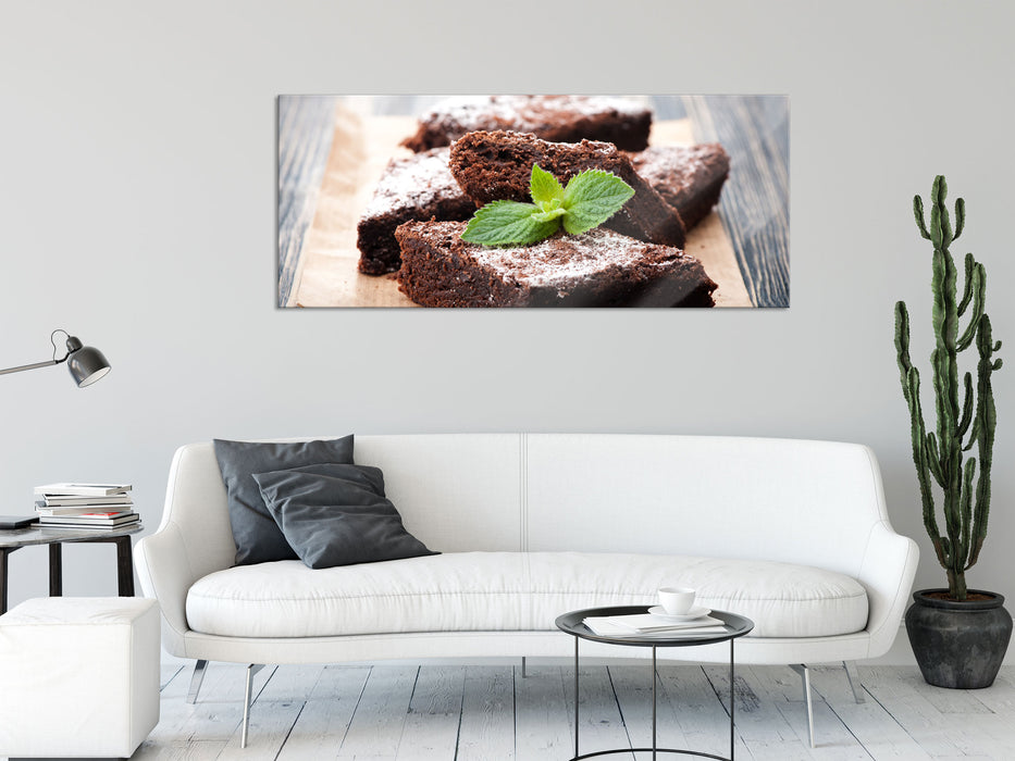 Schokobrownies, Glasbild Panorama