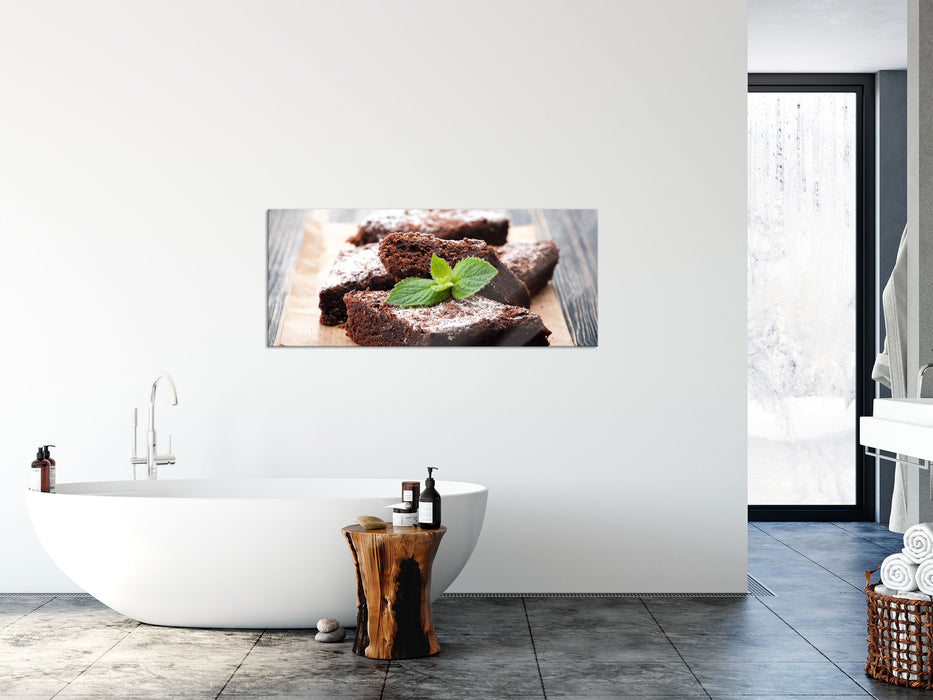 Schokobrownies, Glasbild Panorama