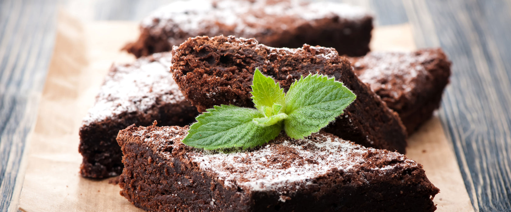 Schokobrownies, Glasbild Panorama