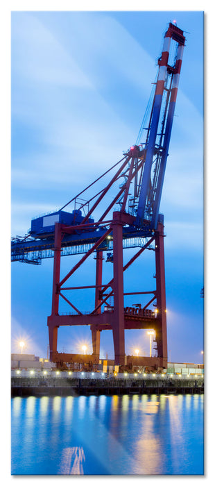 Pixxprint Containerkran im Hafen, Glasbild Panorama