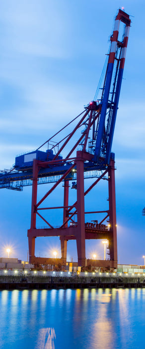 Containerkran im Hafen, Glasbild Panorama