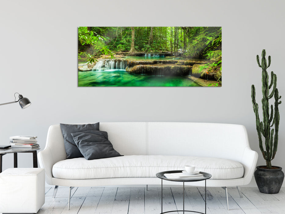 Tropischer Fluss, Glasbild Panorama