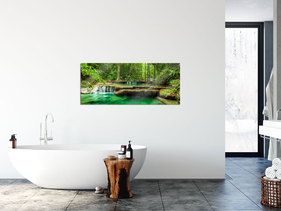 Tropischer Fluss, Glasbild Panorama