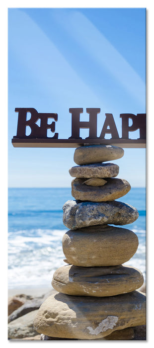 Pixxprint Steinturm am Strand, Glasbild Panorama