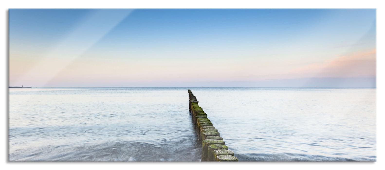 Pixxprint Baumstümpfe die ins Meer führen, Glasbild Panorama