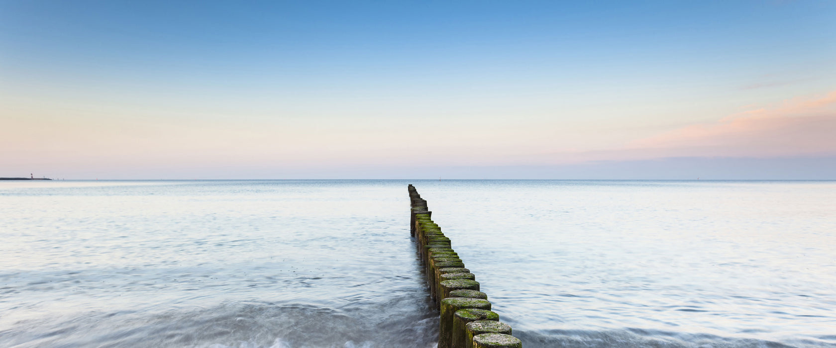 Baumstümpfe die ins Meer führen, Glasbild Panorama