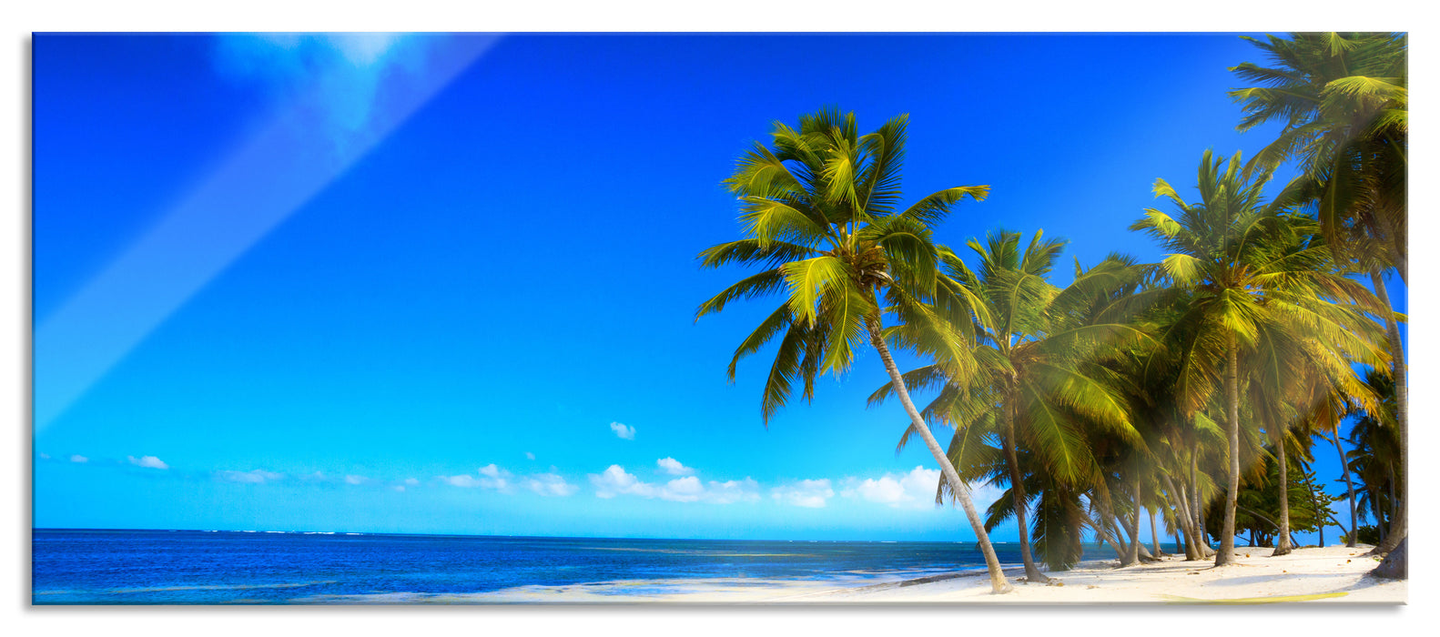 Pixxprint Herz aus Wolken über dem Meer, Glasbild Panorama