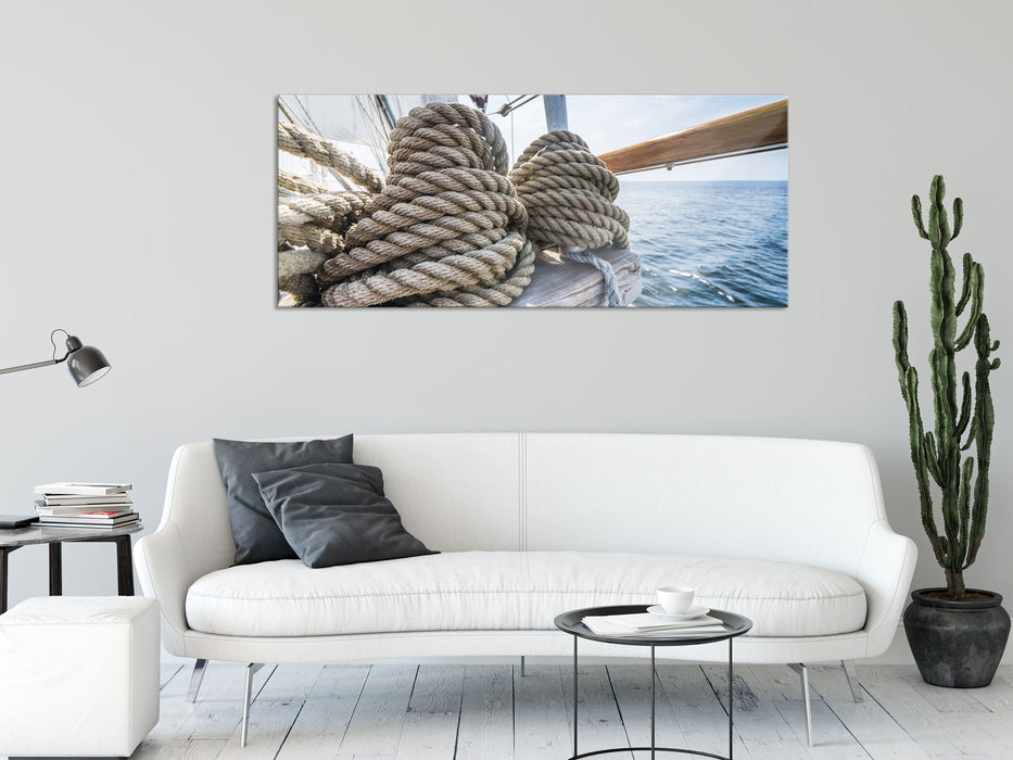 Tau auf einem Schiff, Glasbild Panorama