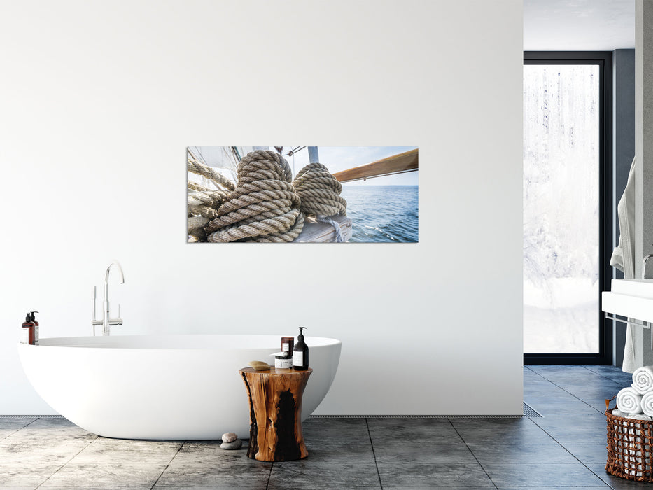 Tau auf einem Schiff, Glasbild Panorama