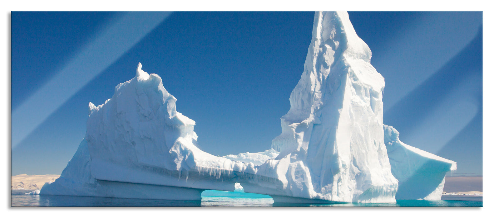 Pixxprint Riesiger kunstvoller Eisberg, Glasbild Panorama