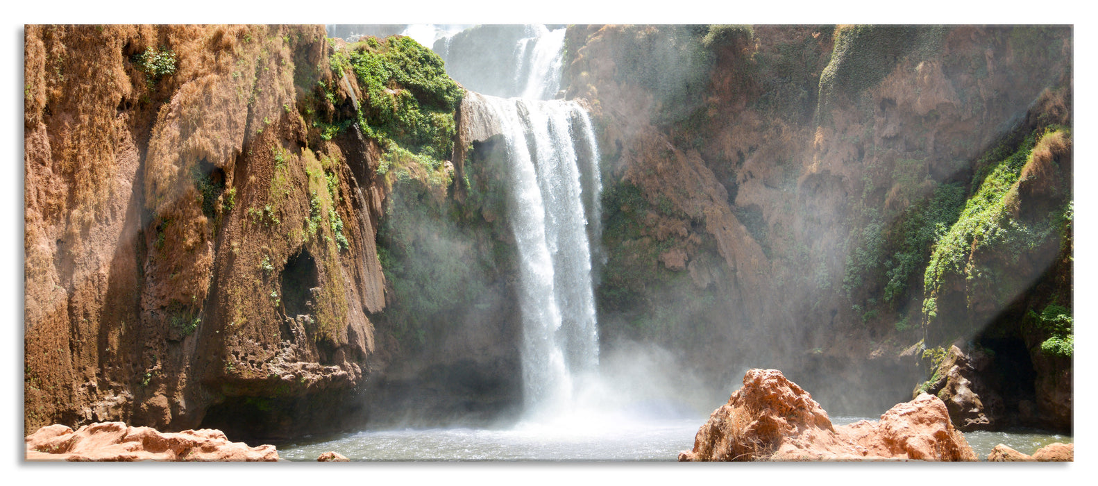 Pixxprint Spektakulärer Wasserfall, Glasbild Panorama