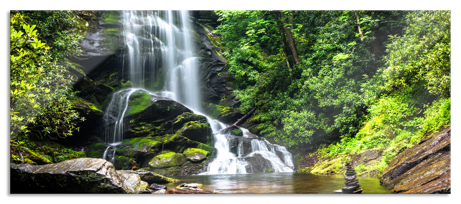 Pixxprint Wasserfall, Glasbild Panorama