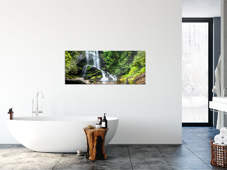 Wasserfall, Glasbild Panorama