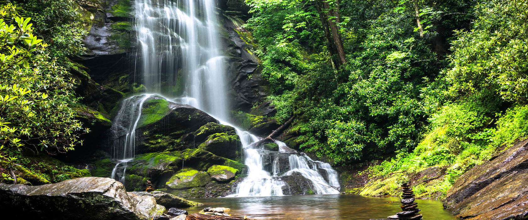 Wasserfall, Glasbild Panorama