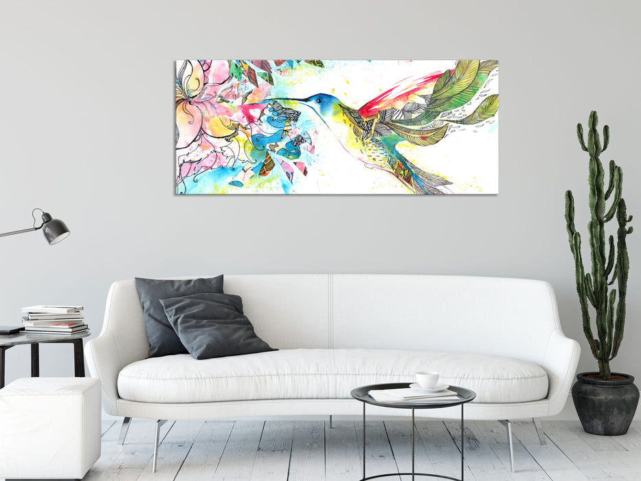 Kolibri Kunst, Glasbild Panorama