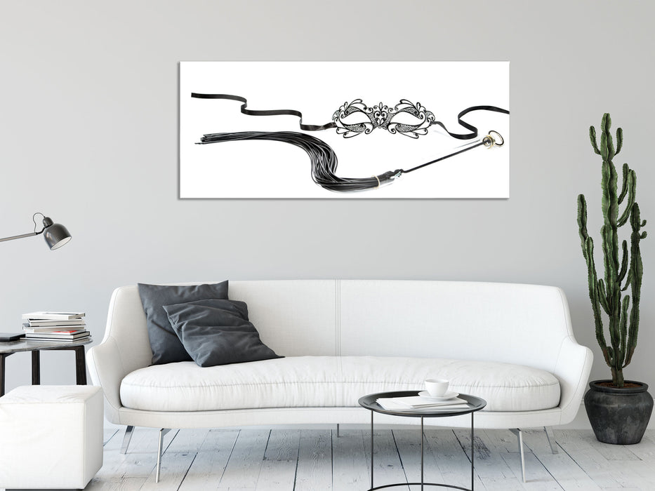 Peitsche & Maske Shades of, Glasbild Panorama