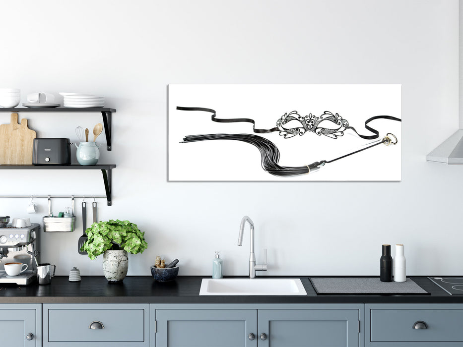 Peitsche & Maske Shades of, Glasbild Panorama