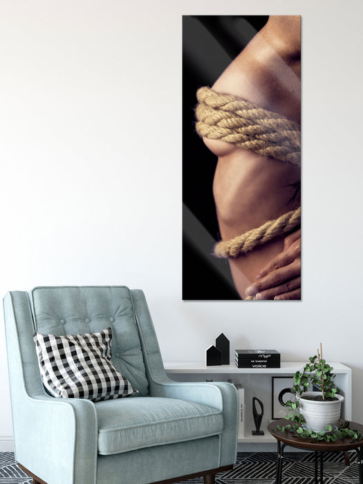 Frau gefesselt, Glasbild Panorama