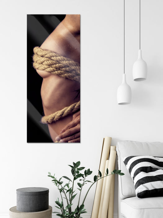 Frau gefesselt, Glasbild Panorama