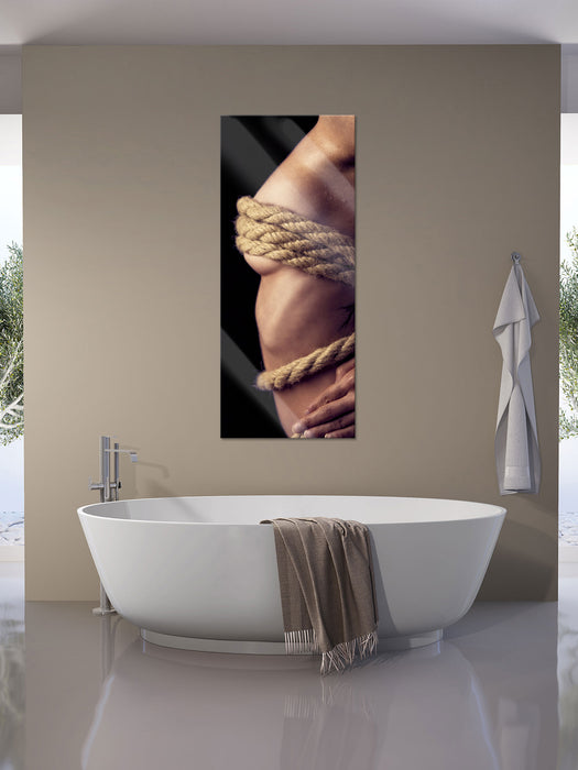 Frau gefesselt, Glasbild Panorama