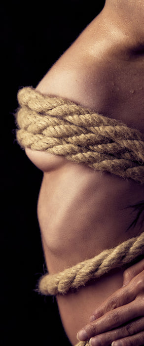 Frau gefesselt, Glasbild Panorama