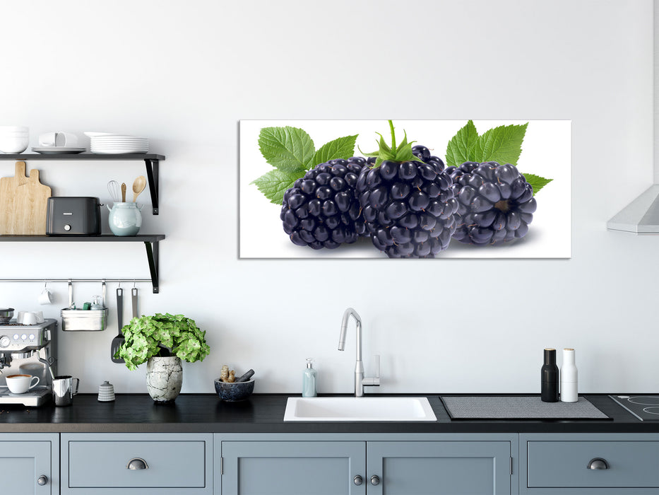 Leckere Brombeeren, Glasbild Panorama