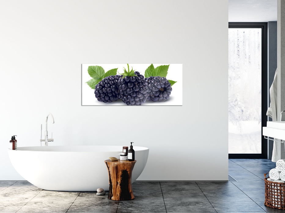 Leckere Brombeeren, Glasbild Panorama
