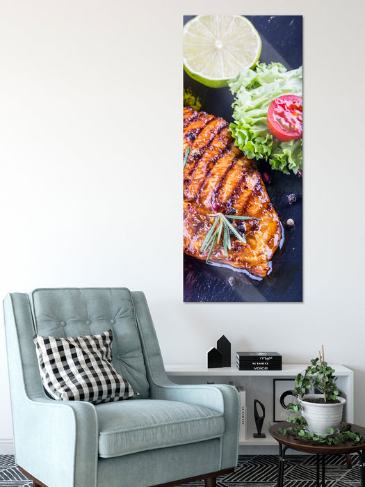 Grillmeister Steak, Glasbild Panorama