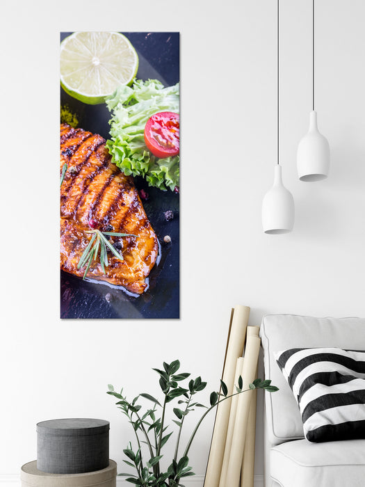 Grillmeister Steak, Glasbild Panorama