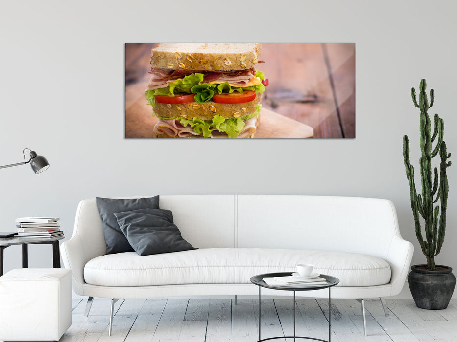 Doppeldecker Sandwich, Glasbild Panorama