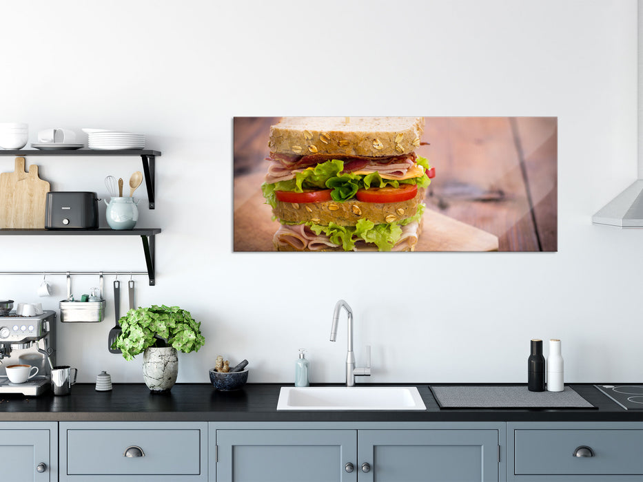 Doppeldecker Sandwich, Glasbild Panorama