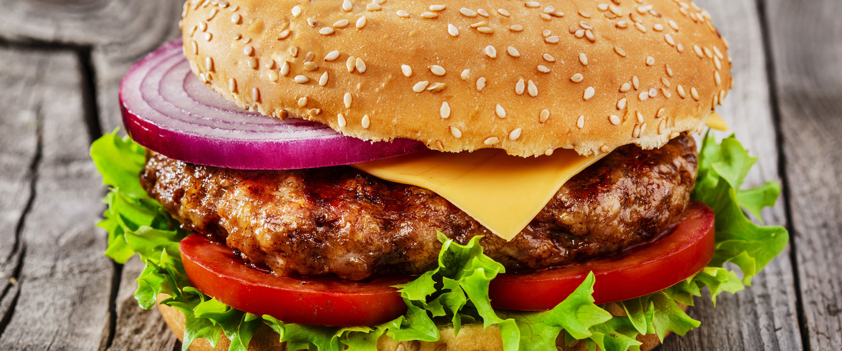 Leckerer Cheeseburger, Glasbild Panorama