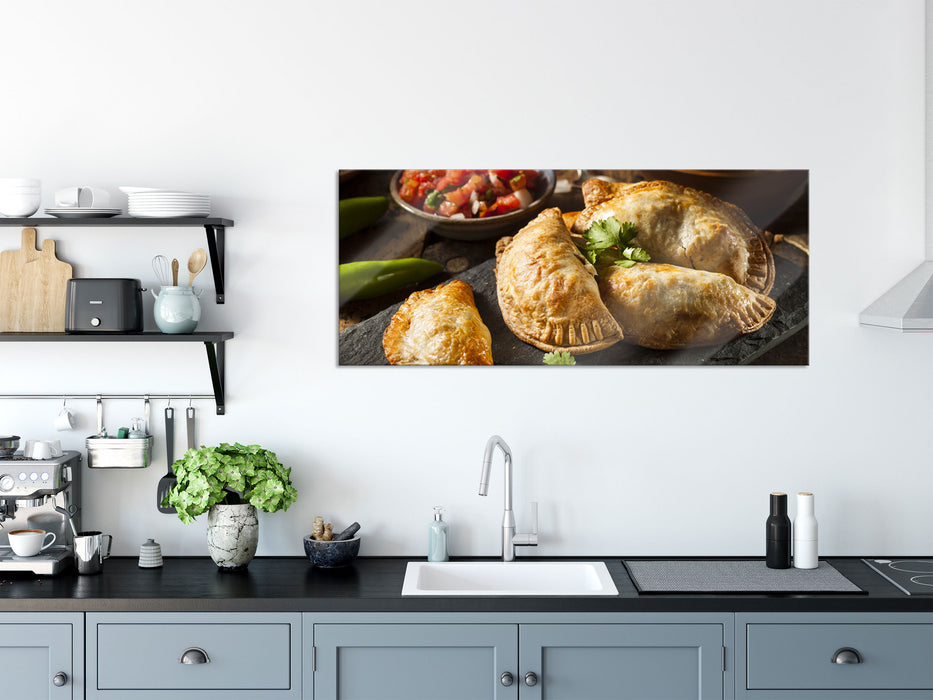 Wunderbare Tortellini, Glasbild Panorama