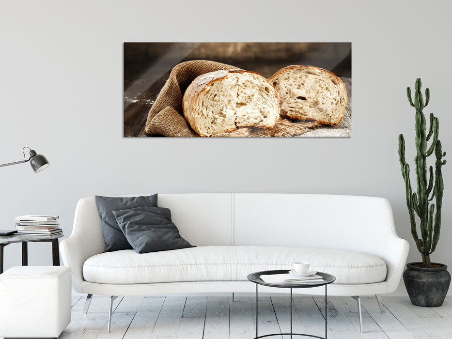 Krosses Bauernbrot, Glasbild Panorama