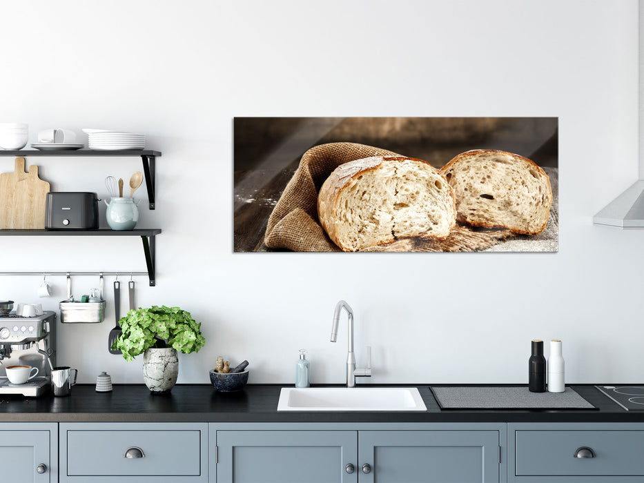 Krosses Bauernbrot, Glasbild Panorama
