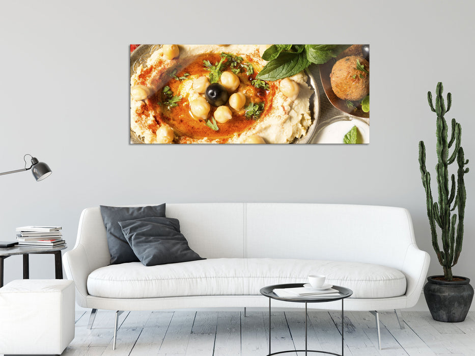 Leckerer Kartoffelbrei, Glasbild Panorama