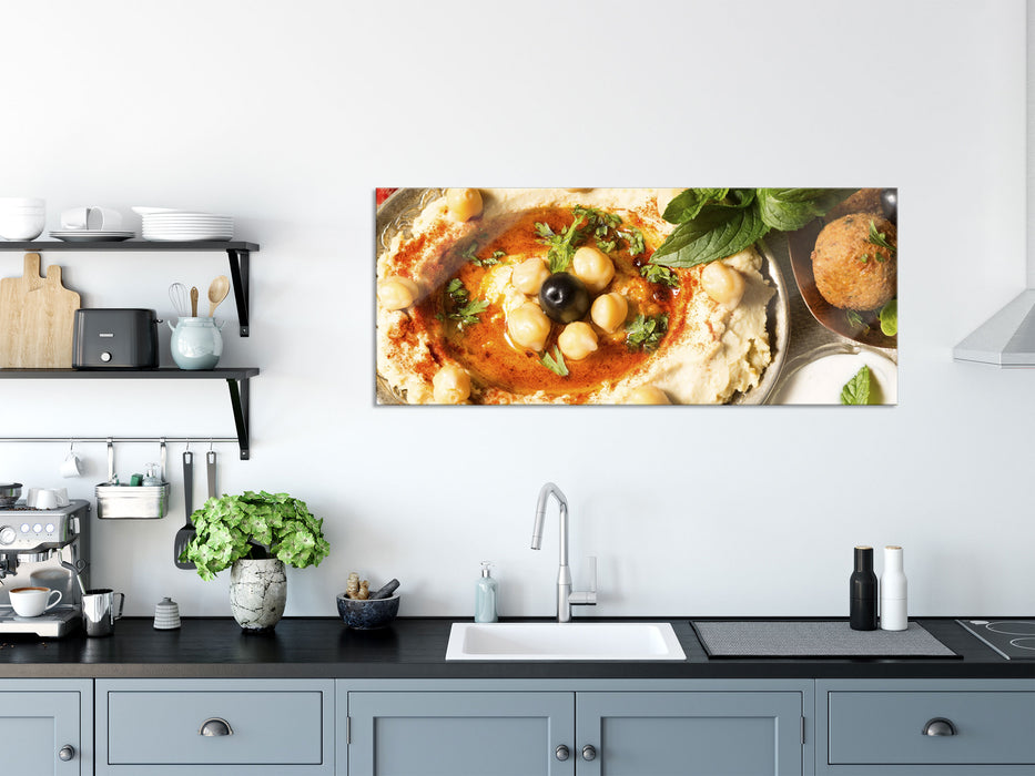 Leckerer Kartoffelbrei, Glasbild Panorama