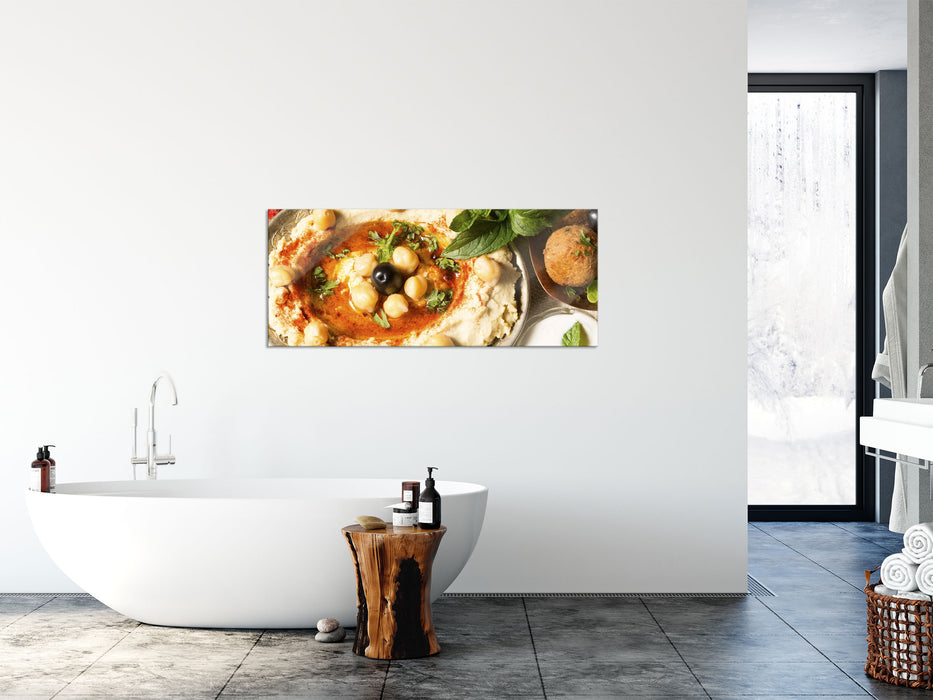 Leckerer Kartoffelbrei, Glasbild Panorama