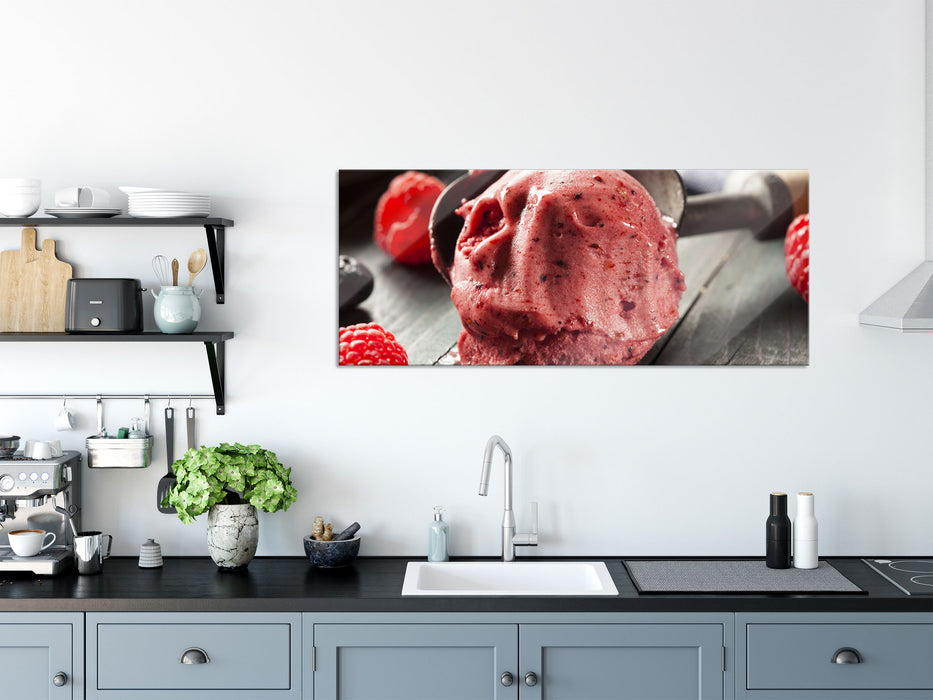 Köstliches Beeren Eis, Glasbild Panorama
