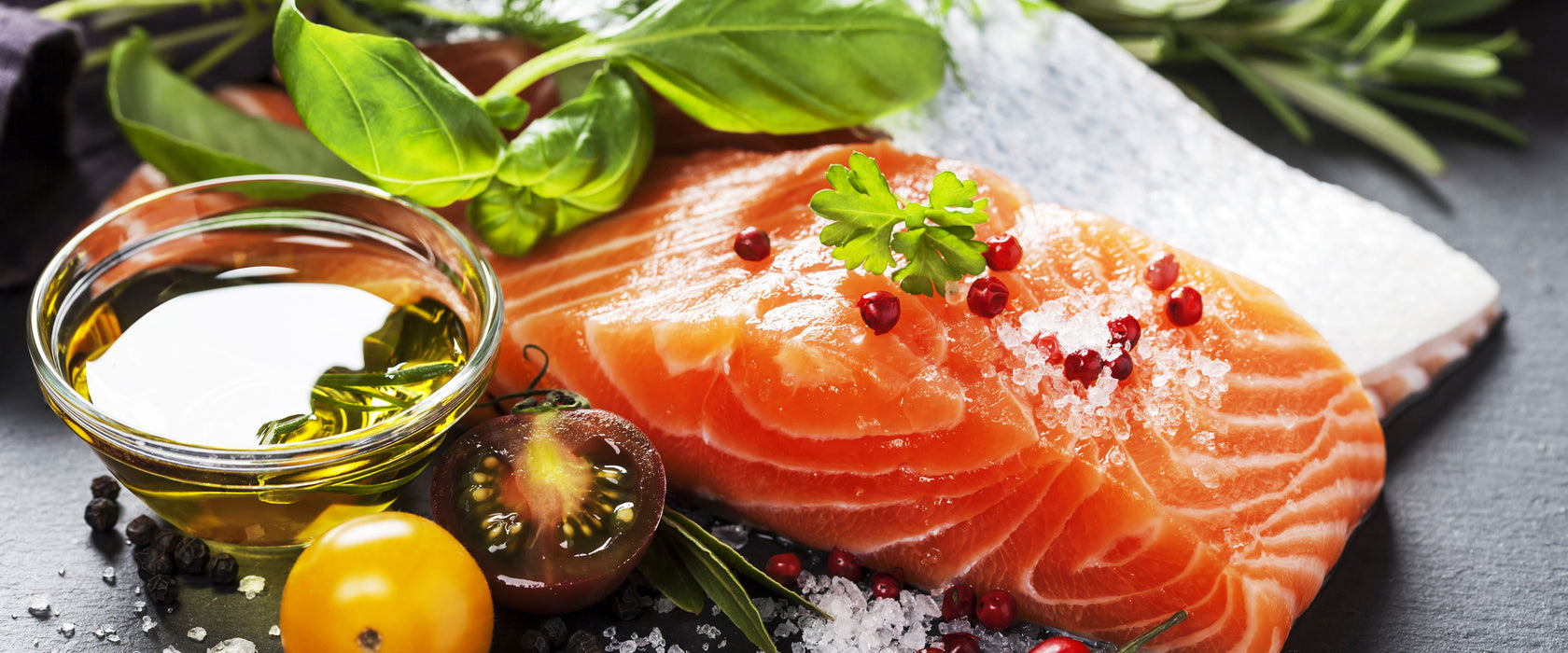 Frische Seelachsfilet, Glasbild Panorama