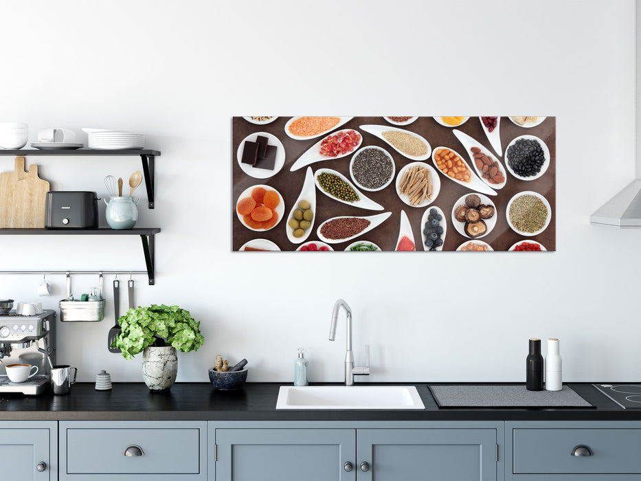Gewürze, Glasbild Panorama