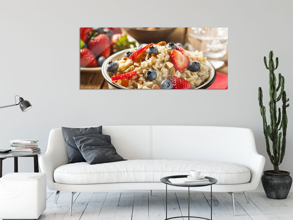 Gesundes Beeren Müsli, Glasbild Panorama